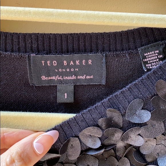 Ted Baker black hearts crew neck sweater - Picture 3 of 6